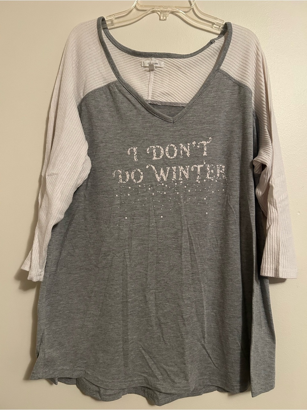 Maurices Womens XXL Gray and Cream Long Sleeve Tee - "I Don't Do Winter"
